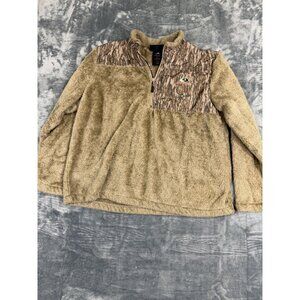 Mossy Oak Sherpa Fleece Pullover Half-Zip w/ Camo Pattern Large